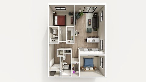 Floor plan for 2 beds, 2 baths, 1176 sqft